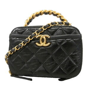 Chanel Matelassé Chain Shoulder Bag, Black/Champagne, 2-way bag for women.